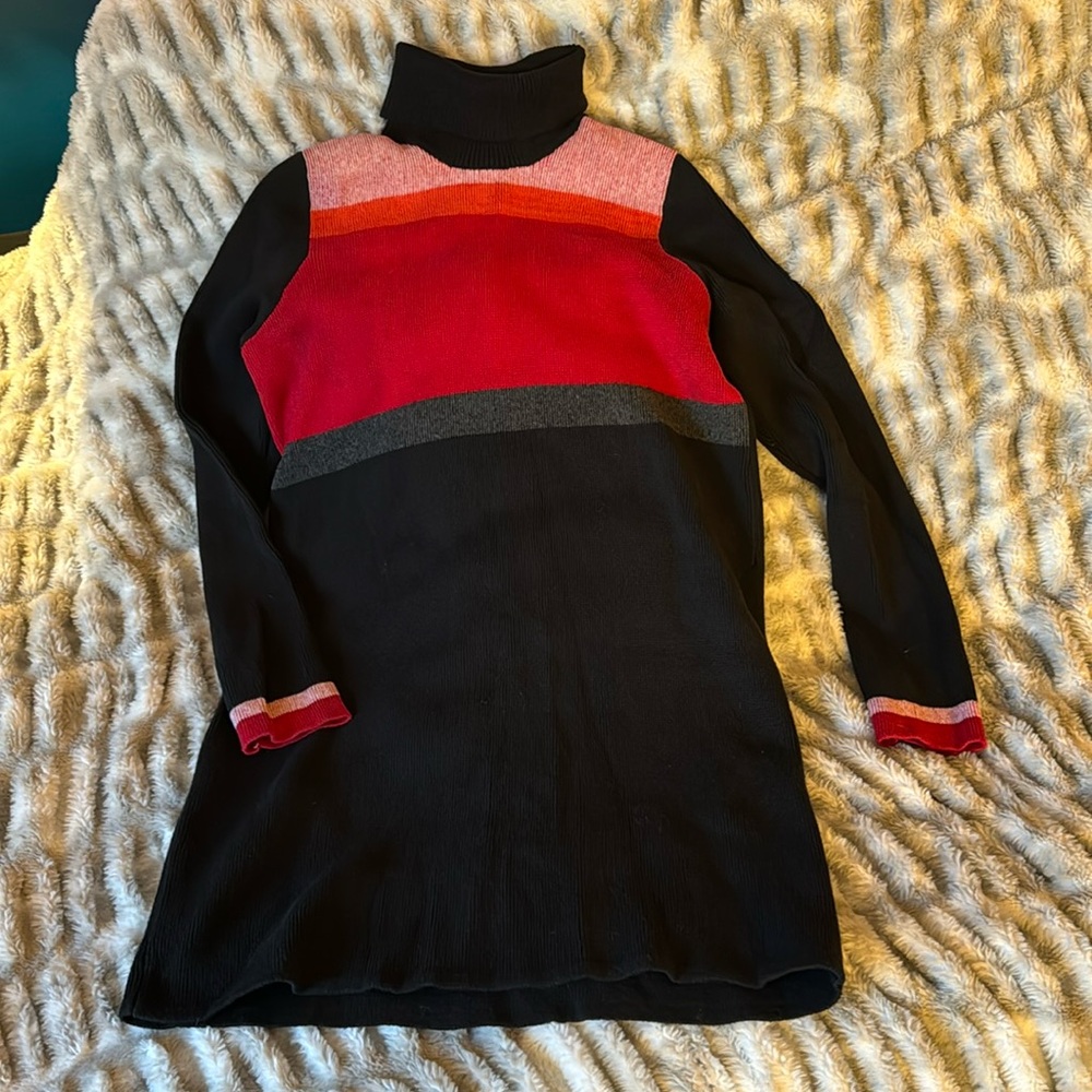 Free People Black and Red Colorblock Mini Dress